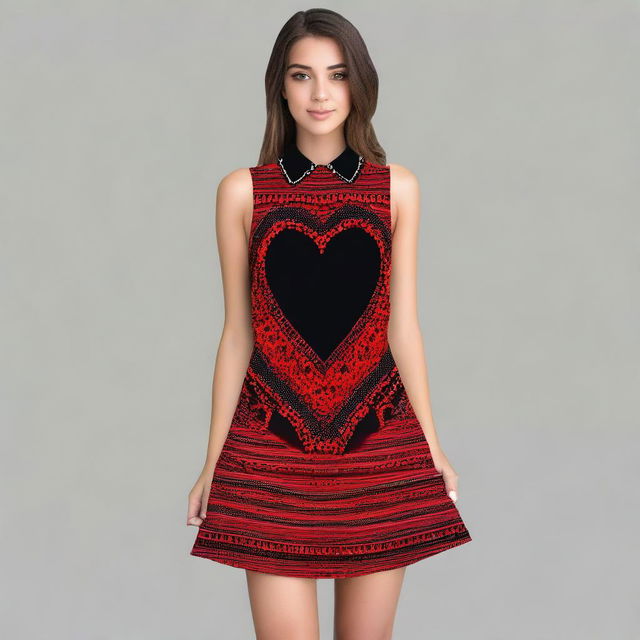 This is a digital art representation of a unique and fashionable sleeveless mini dress