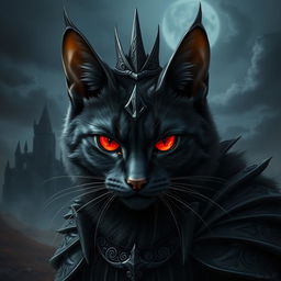 A realistic depiction of a cat inspired by the character Sauron from the Lord of the Rings