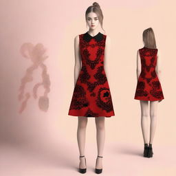 This is a digital art representation of a unique and fashionable sleeveless mini dress