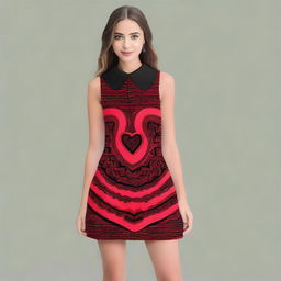 This is a digital art representation of a unique and fashionable sleeveless mini dress