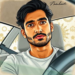 A creative portrait of a man in his late 20s to early 30s with South Asian heritage and a modern US lifestyle