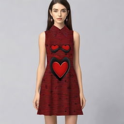 This is a digital art representation of a unique and fashionable sleeveless mini dress