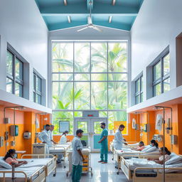 A serene scene set within a Government Hospital in Kerala, India