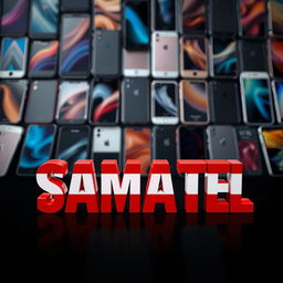 The word 'SAMATEL' styled in bold letters, beautifully colored with the red, white, and black of the Syrian flag, placed prominently in the foreground