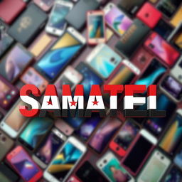 The word 'SAMATEL' styled in bold letters, beautifully colored with the red, white, and black of the Syrian flag, placed prominently in the foreground