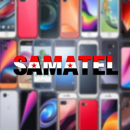 The word 'SAMATEL' styled in bold letters, beautifully colored with the red, white, and black of the Syrian flag, placed prominently in the foreground