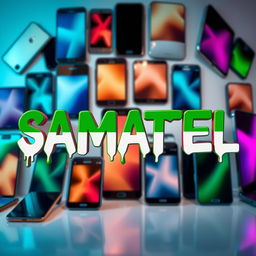 The word 'SAMATEL' designed in bold, modern typography, emphasized with the green colors of the Syrian flag, featuring a dripping paint effect