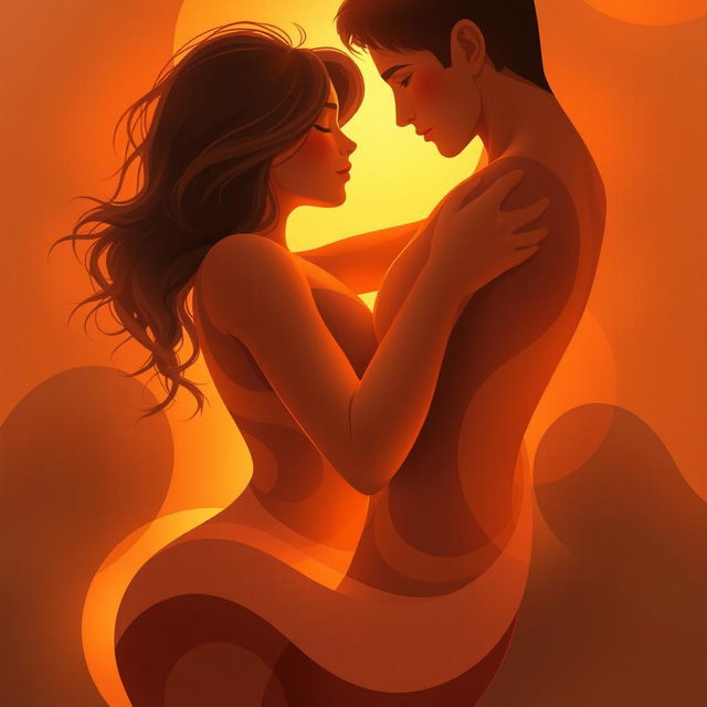 An abstract representation of sexual intimacy, focusing on the emotions and connection between two bodies intertwined
