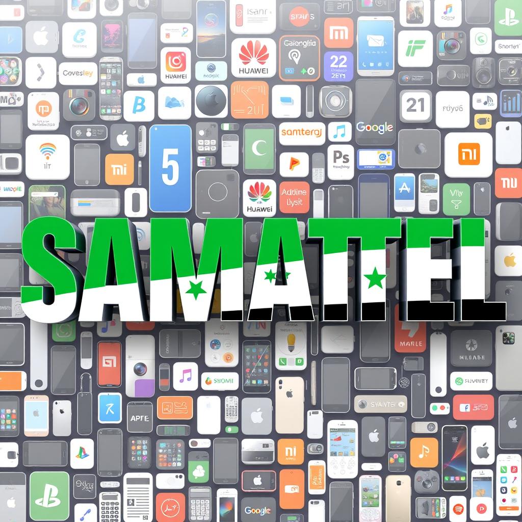 The word "SAMATEL" styled prominently in bold letters and colored with the green, white, and black colors of the Syrian flag, beautifully blended together