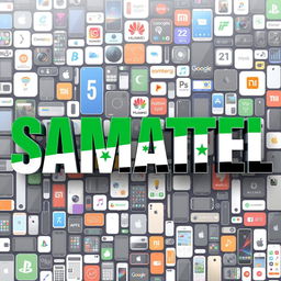 The word "SAMATEL" styled prominently in bold letters and colored with the green, white, and black colors of the Syrian flag, beautifully blended together