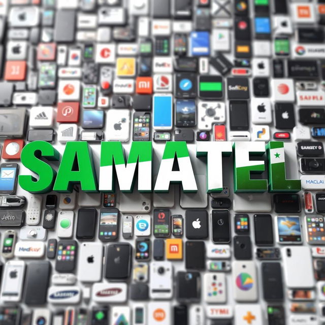 The word "SAMATEL" styled prominently in bold letters and colored with the green, white, and black colors of the Syrian flag, beautifully blended together