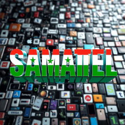 The word "SAMATEL" styled prominently in bold letters and colored with the green, white, and black colors of the Syrian flag, beautifully blended together