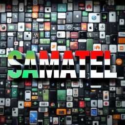 The word "SAMATEL" styled prominently in bold letters and colored with the green, white, and black colors of the Syrian flag, beautifully blended together
