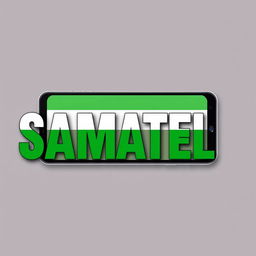The word 'SAMATEL' designed with the colors of the green Syrian flag, featuring bold green, white, and black stripes