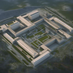 aerial view futuristic maximum-security penitentiary based on https://files.dreamhome.software/files/static/36926