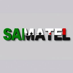 The word "SAMATEL" beautifully stylized, filled with the vibrant green of the Syrian flag