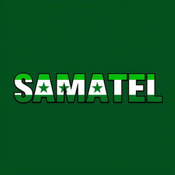 The word 'SAMATEL' artistically designed and colored using the green colors from the Syrian flag