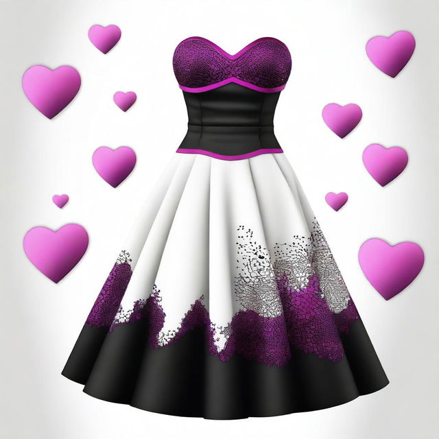 This is a high-quality digital art image featuring a unique and fashionable strapless skater cocktail dress