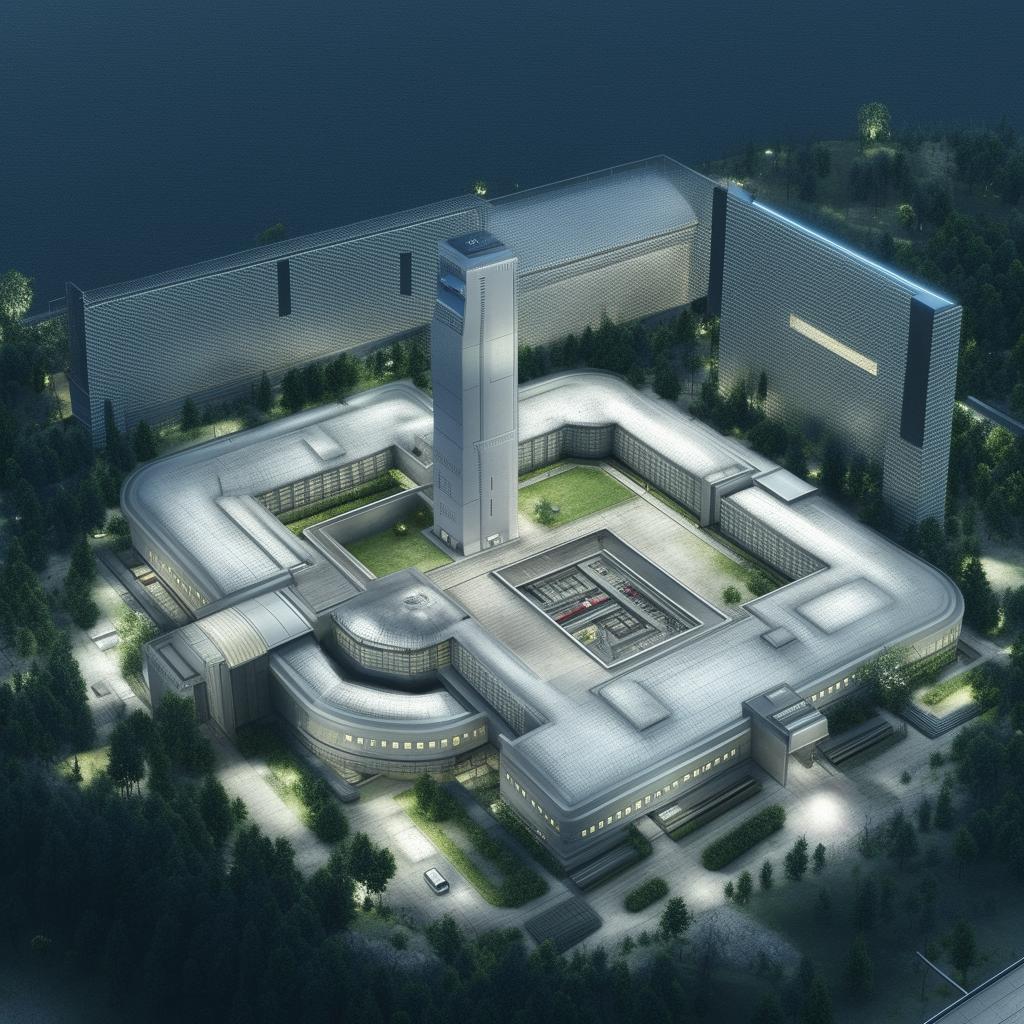 aerial view futuristic maximum-security penitentiary based on https://files.dreamhome.software/files/static/36926