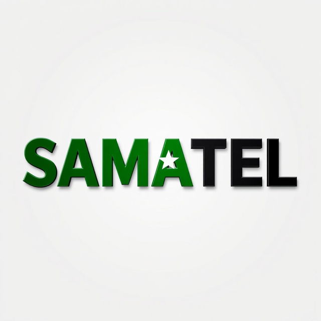 The word 'SAMATEL' prominently displayed, styled with the colors of the new Syrian flag, incorporating a rich green and deep black