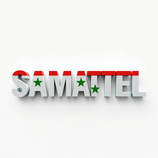 The word 'SAMATEL' prominently displayed, designed with the vibrant colors of the Syrian flag: red, white, and green