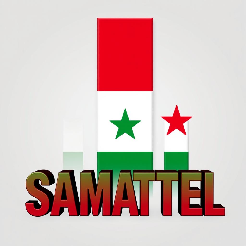 The word 'SAMATEL' prominently displayed, designed with the vibrant colors of the Syrian flag: red, white, and green