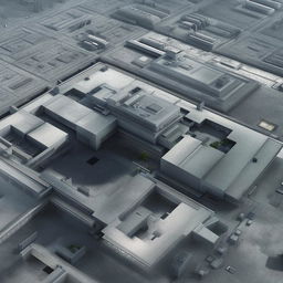 aerial view futuristic maximum-security penitentiary based on https://files.dreamhome.software/files/static/36926