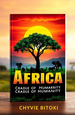 A captivating book cover design for 'Africa, Cradle of Humanity' by Chyvie BITOKI