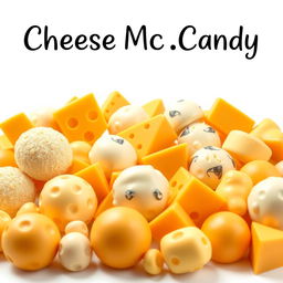 An illustration featuring a white background with an array of 3D cheese balls artistically arranged