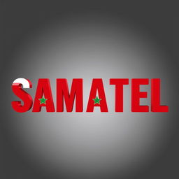 The word "SAMATEL" boldly displayed with each letter creatively colored using the colors of the Syrian flag: red, white, and black, with green accents incorporated to enhance the theme