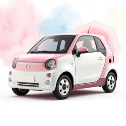 A compact three-door hatchback car designed in 3D render, with high definition quality