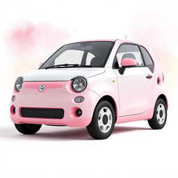 A compact three-door hatchback car designed in 3D render, with high definition quality