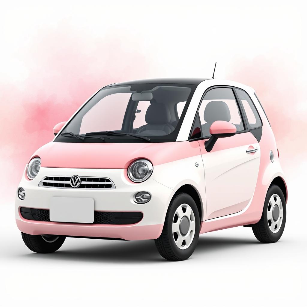 A compact three-door hatchback car designed in 3D render, with high definition quality