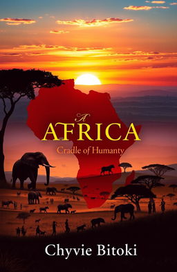 A captivating book cover design for a novel titled 'Africa, Cradle of Humanity' by Chyvie Bitoki