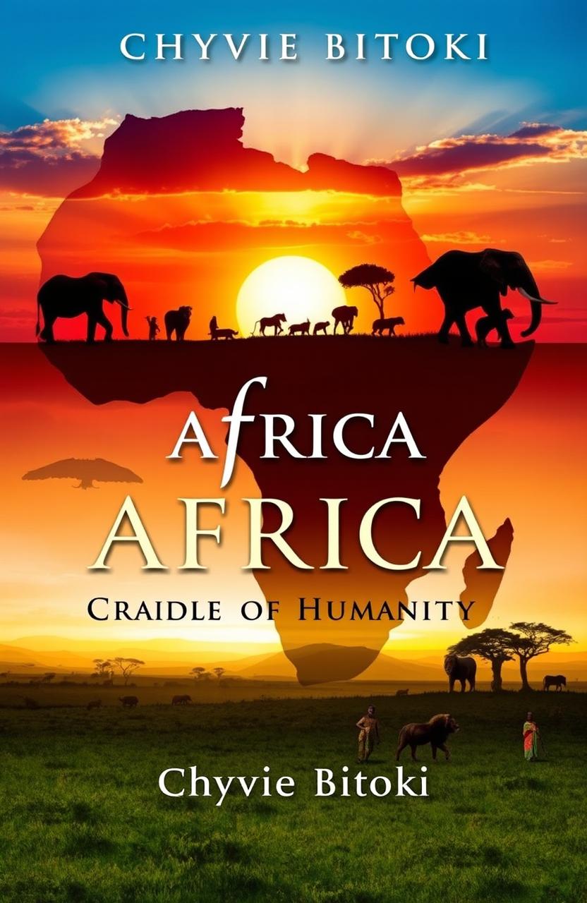 A captivating book cover design for a novel titled 'Africa, Cradle of Humanity' by Chyvie Bitoki