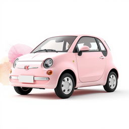 A compact three-door hatchback car designed in 3D render, with high definition quality