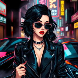 A stylish and attractive female character inspired by Rosie from Black Pink, depicted as a fashionable mafia leader