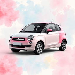 A compact three-door hatchback car designed in 3D render, with high definition quality