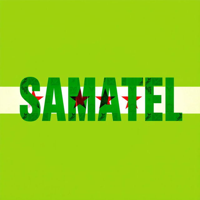 The word "SAMATEL" vividly colored in green, inspired by the colors of the Syrian flag