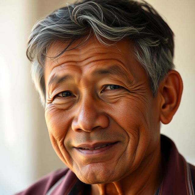 A lifelike portrait of a middle-aged male from Jawa, Indonesia