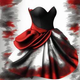 A digital art image showcases a unique and fashionable cocktail dress, embodying a 'hell fashion' theme