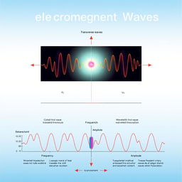 A stunningly detailed scientific illustration of electromagnetic waves, showcasing their properties and various forms