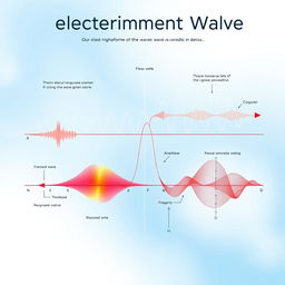 A stunningly detailed scientific illustration of electromagnetic waves, showcasing their properties and various forms