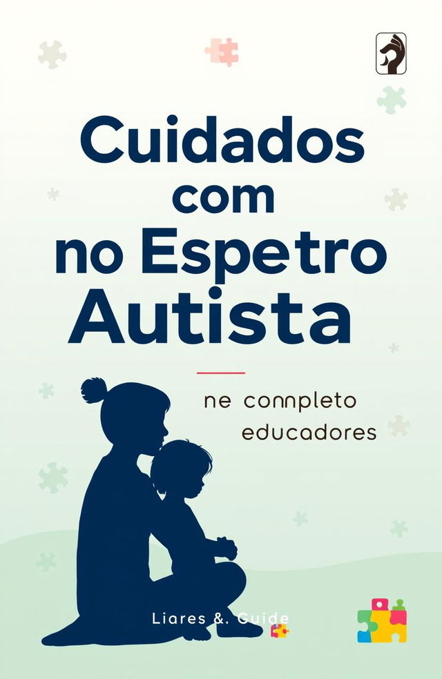 A book cover design featuring the title "Cuidados com Crianças no Espectro Autista: Um Guia Completo para Pais e Educadores" in a bold, easy-to-read font