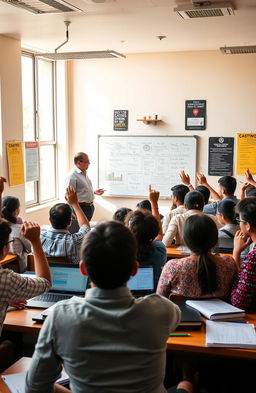 A bustling CA Inter classroom filled with students focused on learning Costing