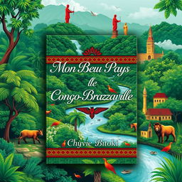 A vibrant book cover design for Chyvie Bitoki's book titled 'Mon Beau Pays le Congo-Brazzaville'