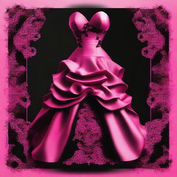 This digital art image showcases a unique and fashionable strapless cocktail dress, reflecting a 'hell fashion' theme