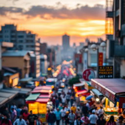 A visually striking image showcasing an urban landscape at sunset