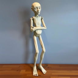 An iconic statue approximately one and a half meters tall, featuring elongated, minimalistic limbs and a simple, elegant body design