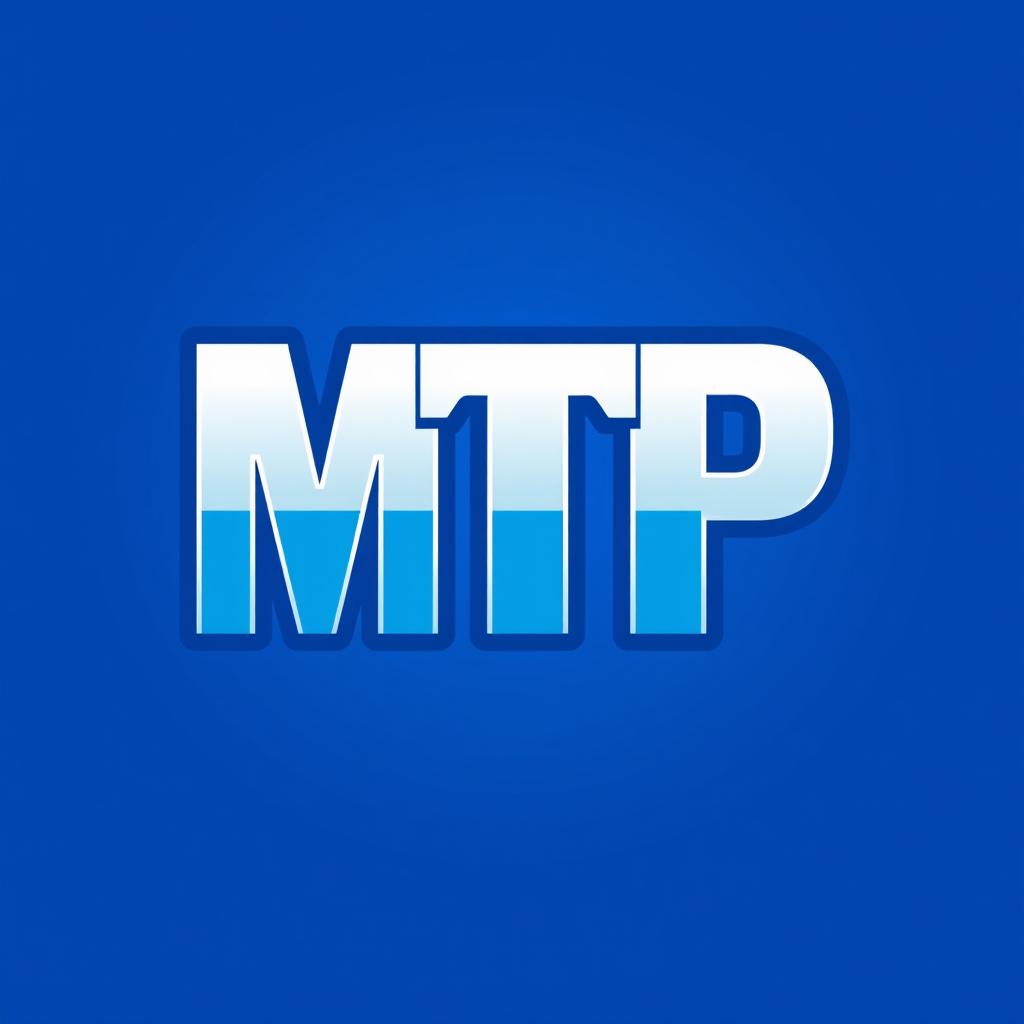 A logo design featuring the letters 'MTP' prominently displayed, designed for a blue container store